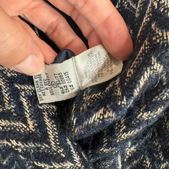 Diane Von‎ Furstenberg Trente Pea Coat Size 0 Navy/Tan Chevron Wool Mohair Blend - Picture 10 of 15